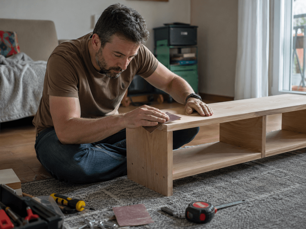 DIY-Hobby mit Holzregal zu Hause