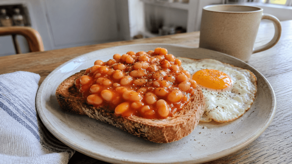 Englisches Rezept für Baked Beans in Tomatensauce auf Toast
