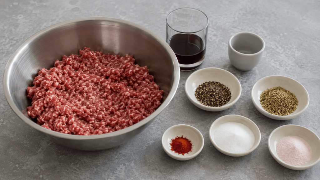Gewürze, Rotwein und Starterkultur für italienische Salami selber machen
