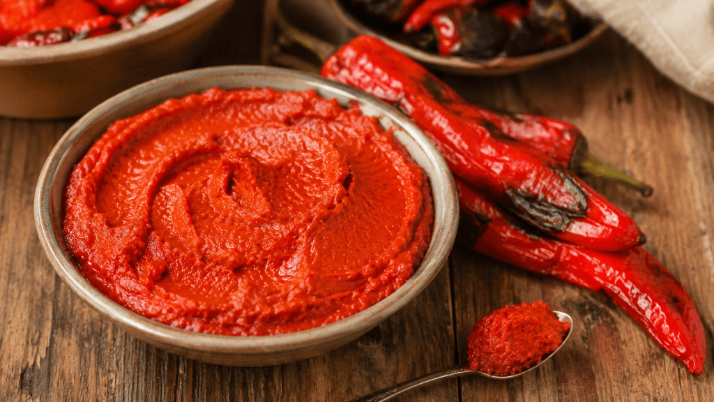 Milde ungarische Paprikapaste selber machen aus geroesteten roten Paprika
