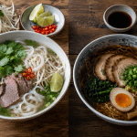 Unterschied zwischen Pho und Ramen bei Brühe, Nudeln und Toppings