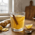 Rezept Ingwer und Zimt zum Abnehmen mit frischem Ingwer, Zitrone und Zimt im Glas
