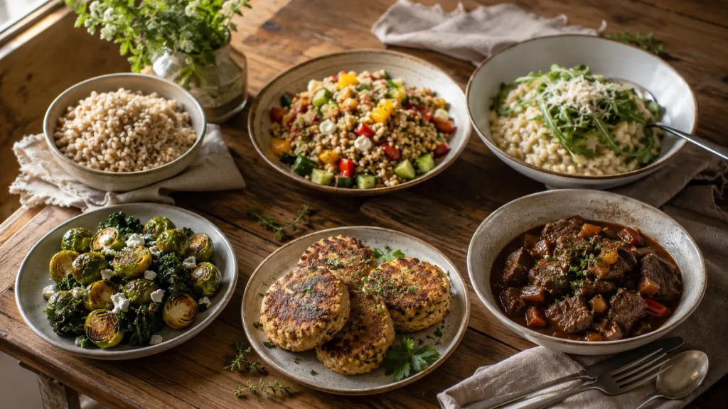 ayerischer Reis Rezept mit Grundrezept, Salat, Risotto, Gemüsepfanne, Pflanzerl und Eintopf