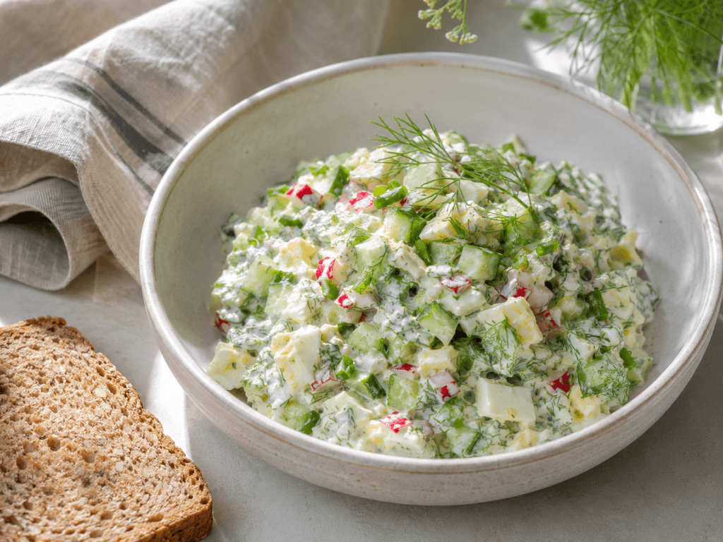 Eiersalat mit Skyr Rezept mit Gurke, Radieschen, Dill und Schnittlauch