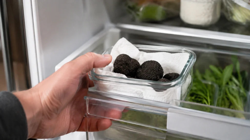 Frische schwarze Trüffel im Kühlschrank richtig lagern