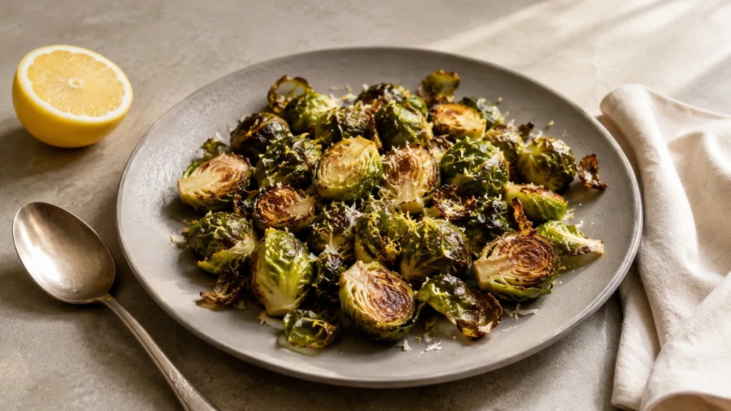 Jamie Oliver Rosenkohl aus dem Ofen mit Parmesan und frischer Zitronenschale