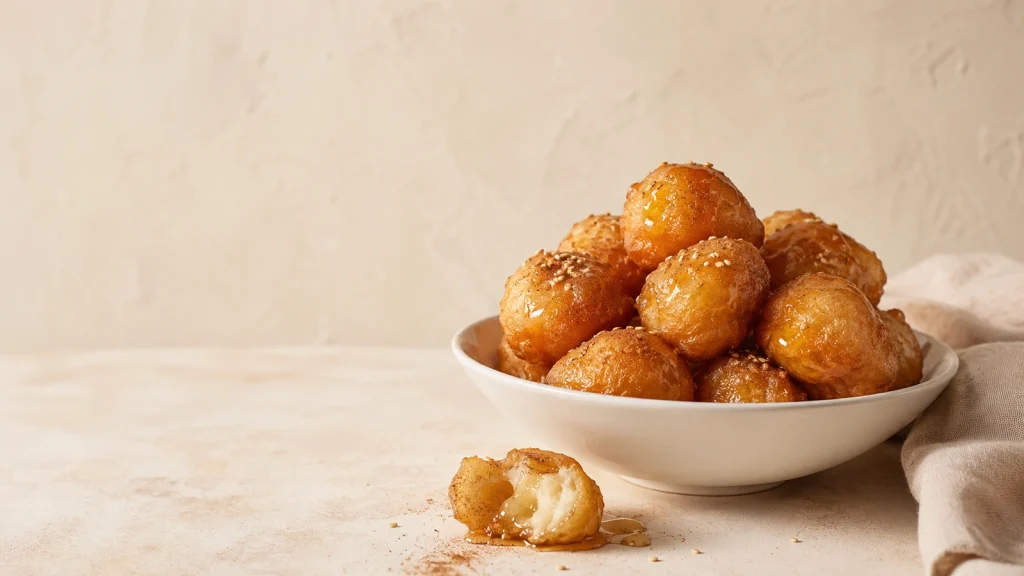 Loukoumades Rezept original einfach mit Honig, Zimt und Sesam