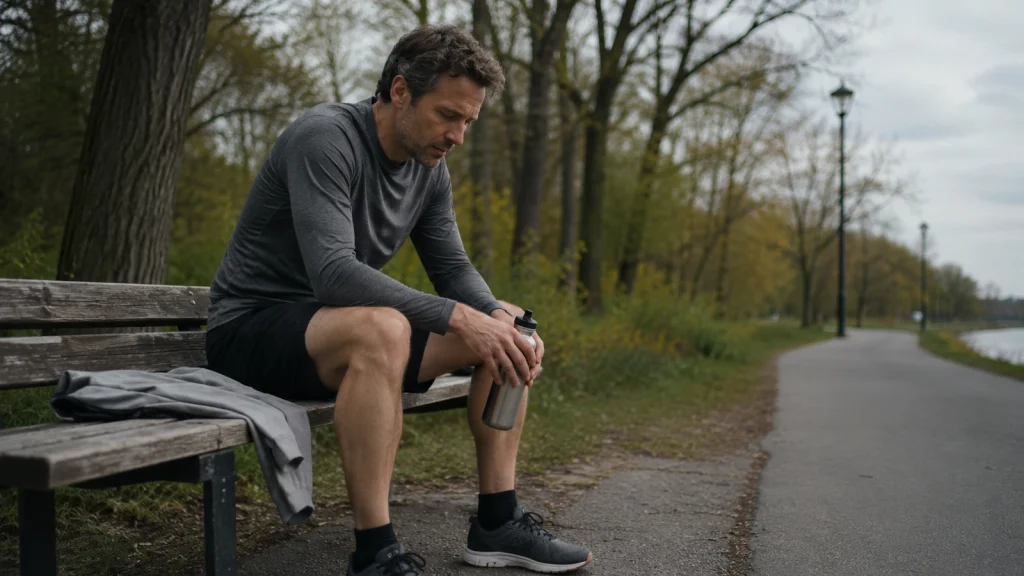 Läufer macht eine kurze Pause als Teil seines regelmäßigen Trainings