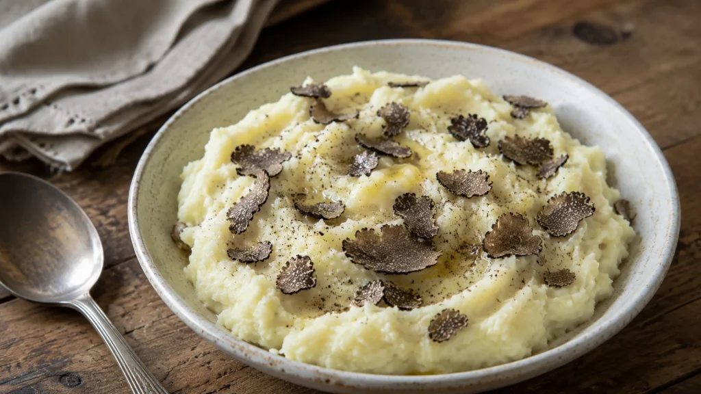 Cremiges Kartoffelpüree mit frischem schwarzem Trüffel als schnelles Rezept