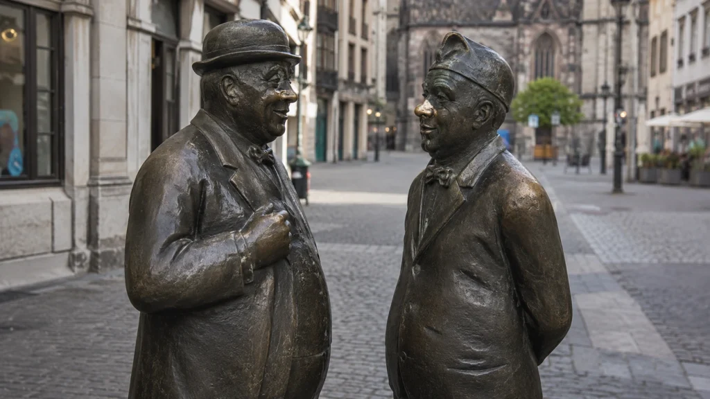 Tünnes und Schäl Bronzefiguren in Köln als humorvolle Station einer Stadtführung