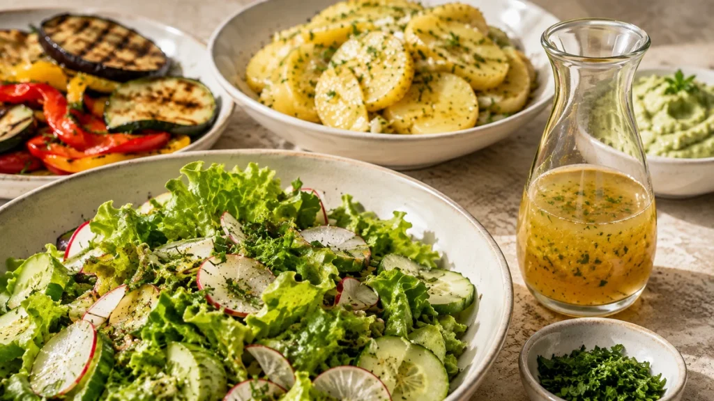 Grüner Salat mit goldenem Sylter Salathimmel Dressing