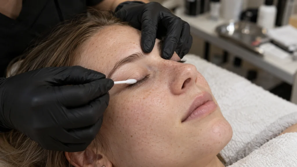 Wimpernlifting Vorbereitung: natürliche Wimpern vor dem Lash Lifting reinigen