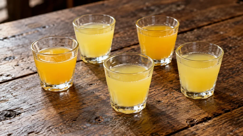 Poncha aus Madeira für Gäste – fünf kleine Gläser mit Original-Getränk